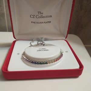 Silver plated adjustable rainbow bracelet